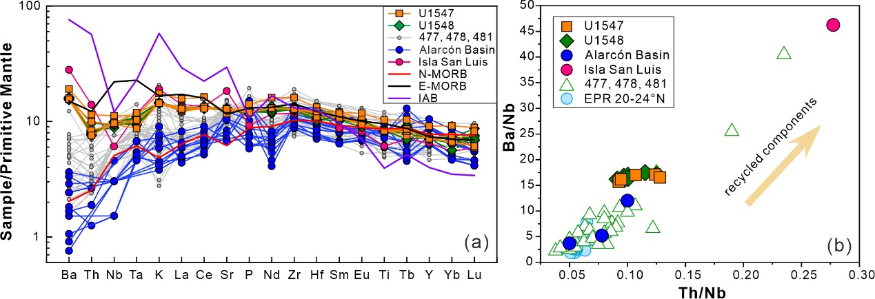 中国科学家发表IODP 385航次新成果：加利福尼亚湾瓜伊马斯盆地初始洋壳的交代地幔源区特征